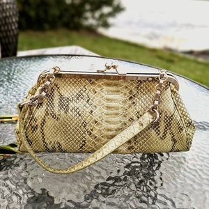 Liz Claiborne Green Faux Snake Skin with Gold Clutch – New Without a Tag